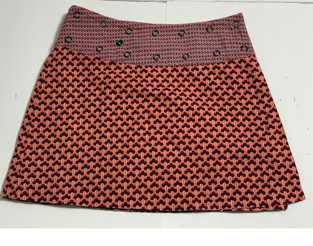 Asha Roxy Snap Wrap Patterned Cotton Skirt Made in India, Fits Size 2-12